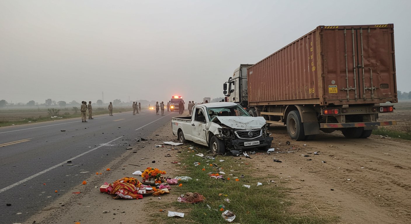 Fatal Road Accident in Dausa: 10 Pilgrims Returning from Khatushyam Darshan Die, Including 7 Children