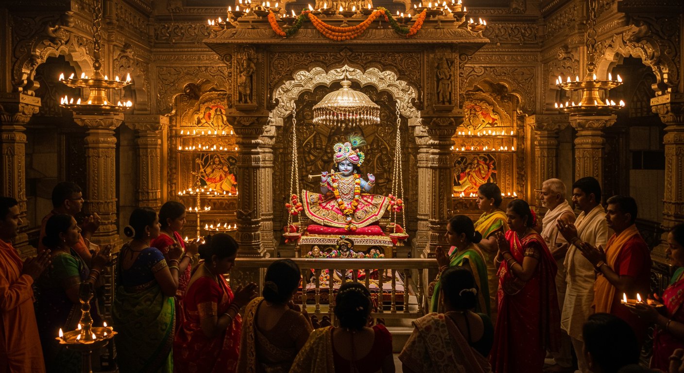Krishna Janmashtami 2025: Kanha's Birth Moment Approaches, Worship Begins in Temples, Doors to Close at 11:59 PM!