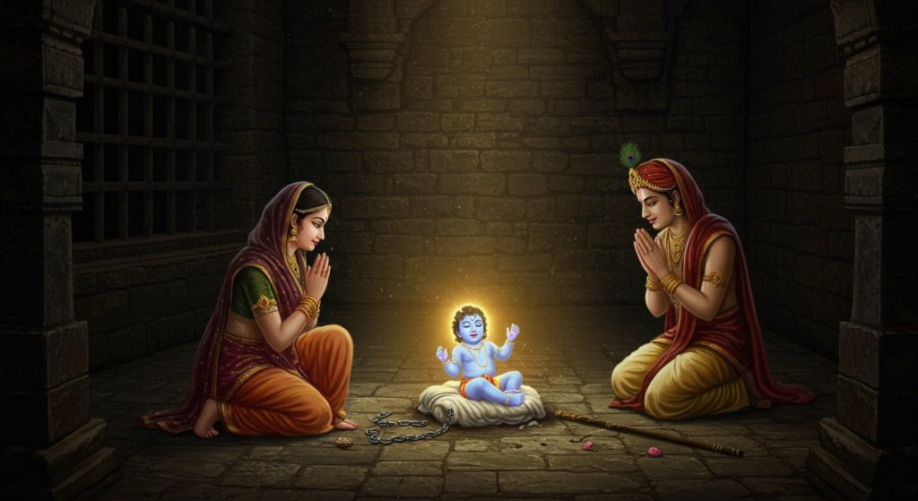 Divine Sight from Krishna Janmabhoomi! Kanhaiya Born in Braj on 2025 Krishna Janmashtami, First Pictures Went Viral