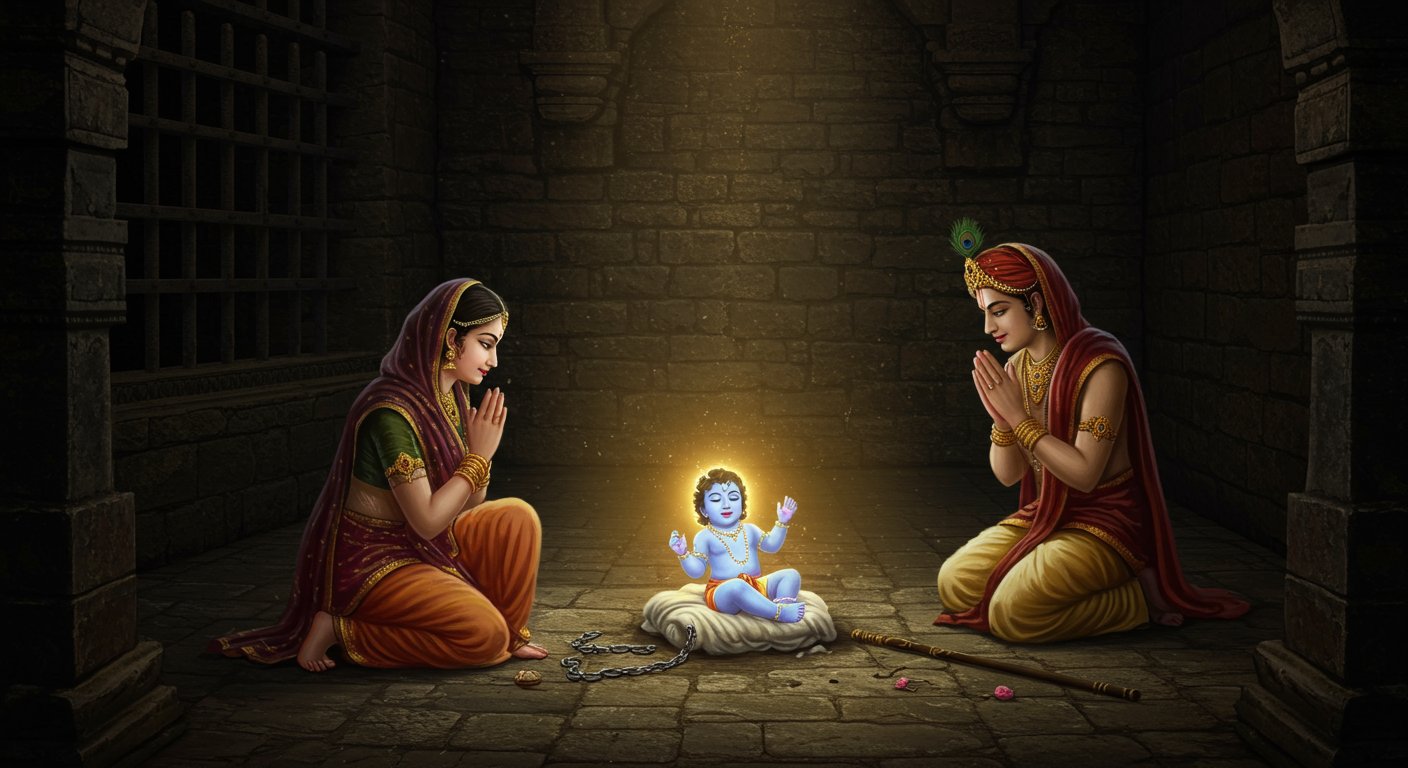 Divine Sight from Krishna Janmabhoomi! Kanhaiya Born in Braj on 2025 Krishna Janmashtami, First Pictures Went Viral