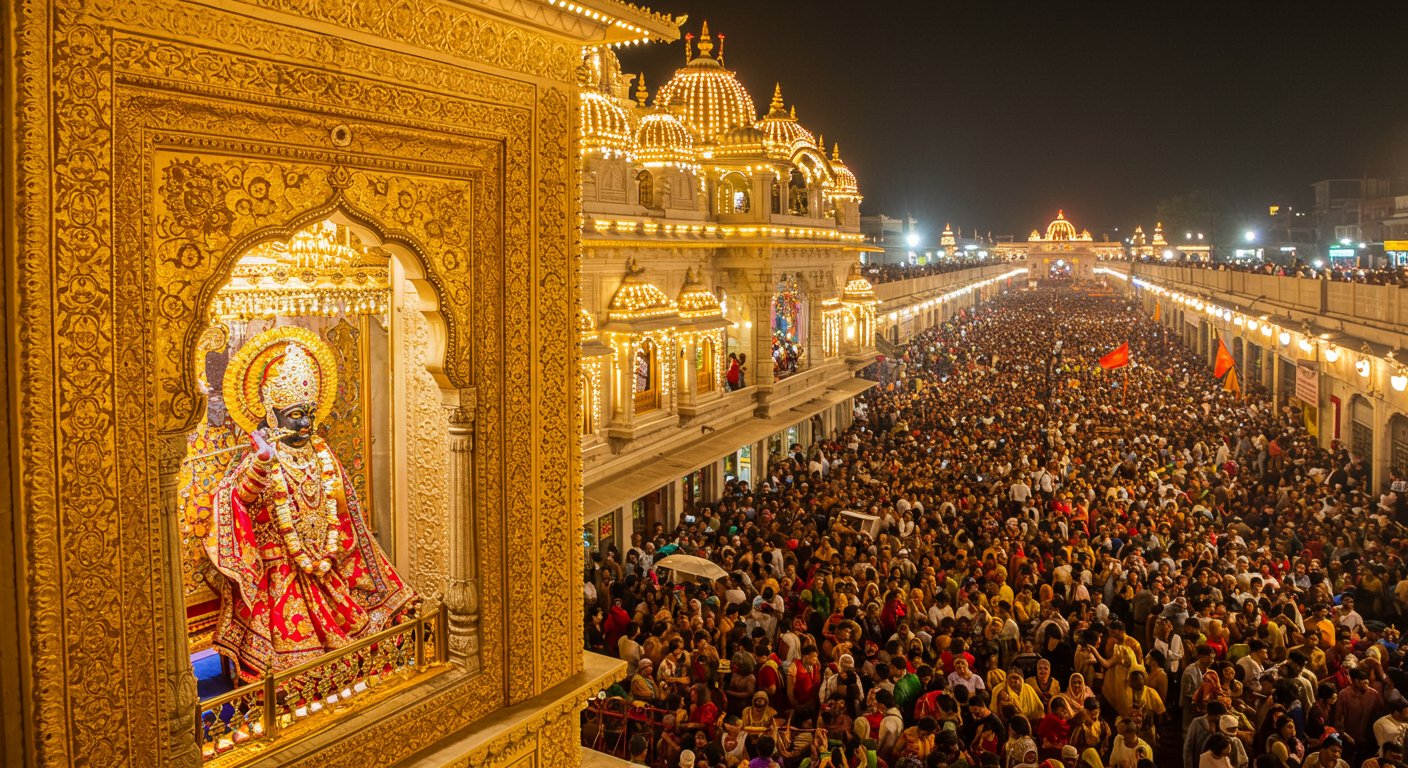 Today is Shri Krishna Janmashtami, 2.5 Million Visit Mathura: Thakur Ji's Clothes Made of Gold, Long Queues Outside Banke Bihari Temple in Vrindavan