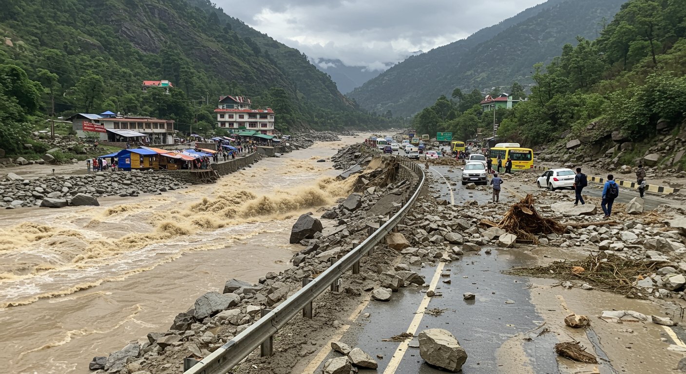 Landslide on Chandigarh-Manali Four-lane, Vehicles Buried: Kangana Says 'I am in touch with the administration'; Land Erosion in Market from Ravi River, 2,000 Tourists Stranded