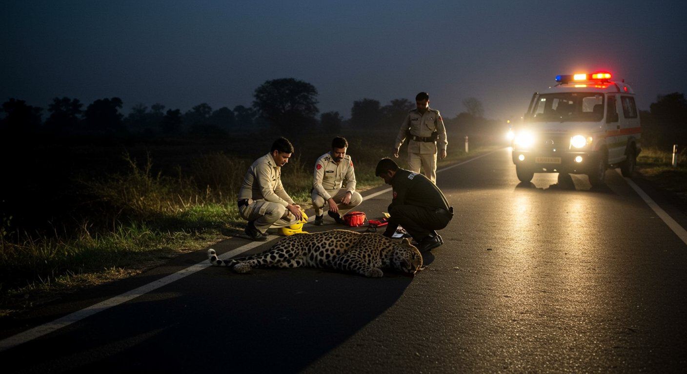 Tragic Accident on Amroha Highway: Injured Leopard Dies in 15 Minutes After Being Hit by Vehicle