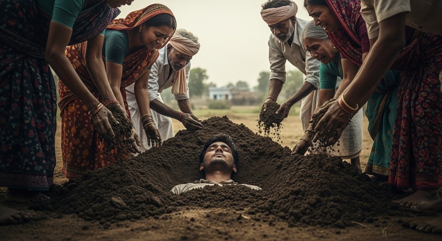 Superstition claims life: Relatives buried the young man in soil instead of taking him to hospital after he got an electric shock, resulting in a tragic death.