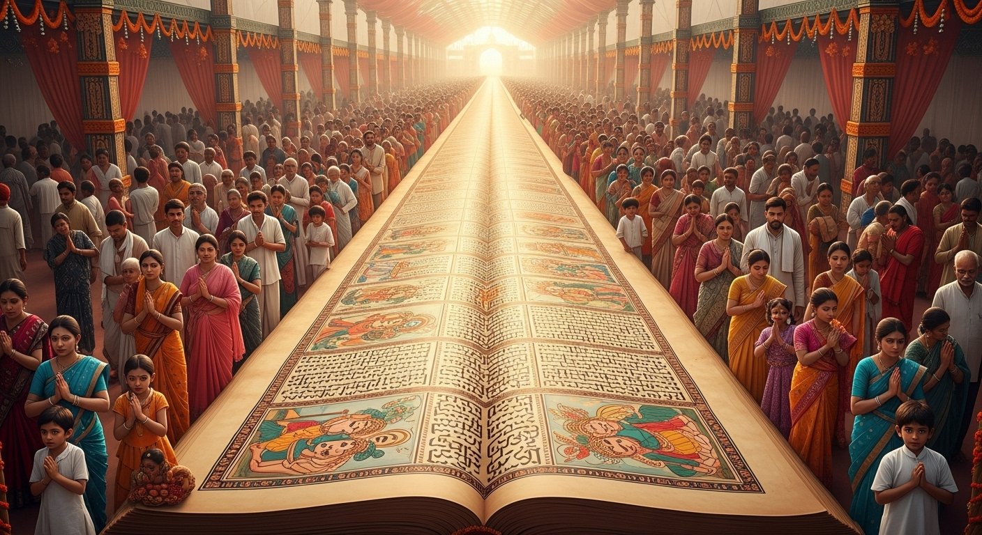1.5-Kilometer Long Unique Book! Millions Flocked for Darshan; Devotees From 15 States Came to See.
