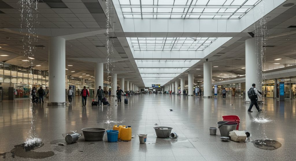 Lucknow Airport's Embarrassment: Multi-Crore New Terminal, Water Dripped from Roof, Tubs Placed