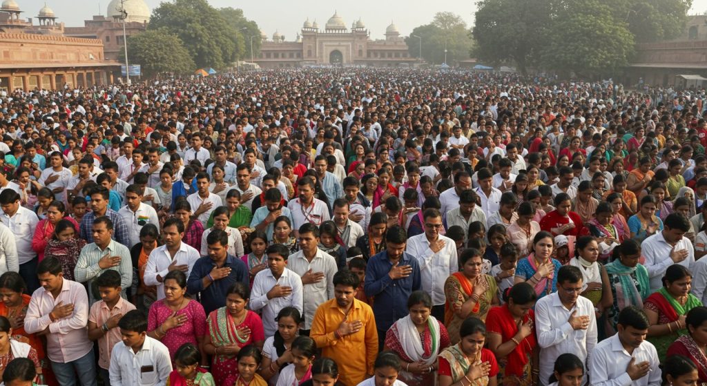 Agra's 'Maa Tujhe Pranam': Thousands Sing National Anthem Simultaneously, City Comes to a Halt for 52 Seconds