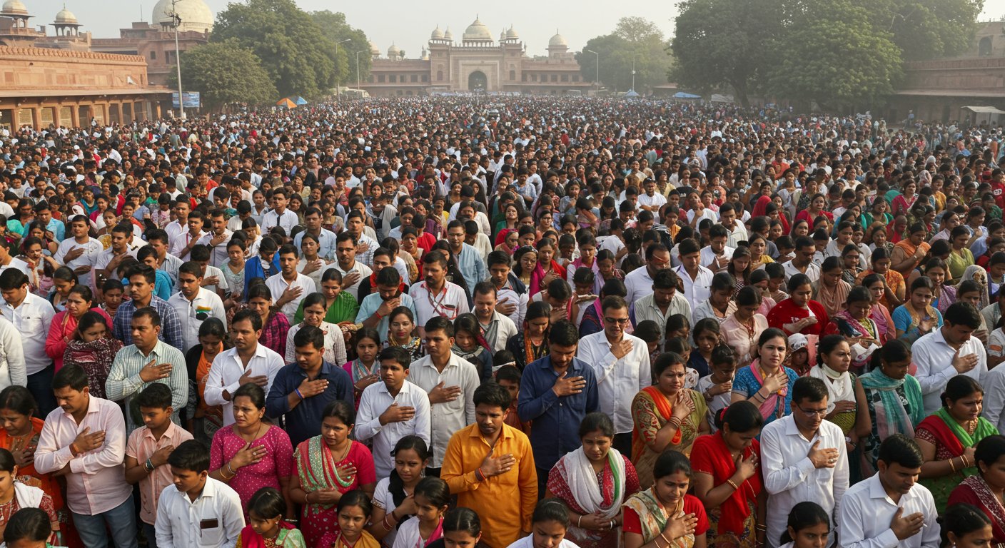 Agra's 'Maa Tujhe Pranam': Thousands Sing National Anthem Simultaneously, City Comes to a Halt for 52 Seconds