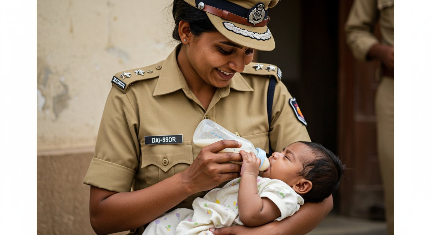 An Amazing Display of Maternal Love in Police Uniform! A Woman Constable Saves a Starving Infant's Life by Breastfeeding.