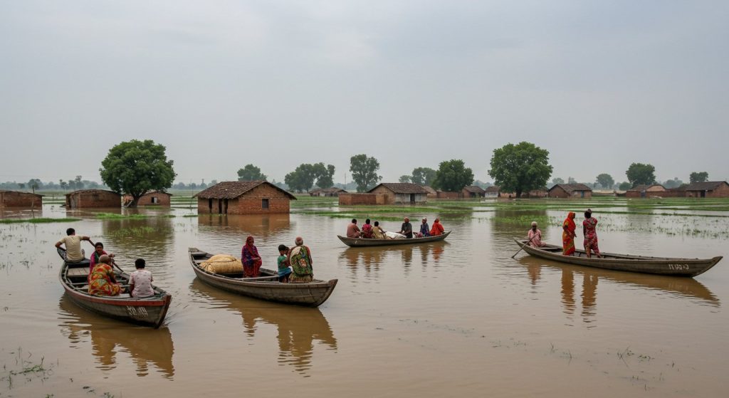 Meerut: Floods wreak havoc in 10 Khadar villages, transportation paralyzed, thousands of villagers rely on boats.