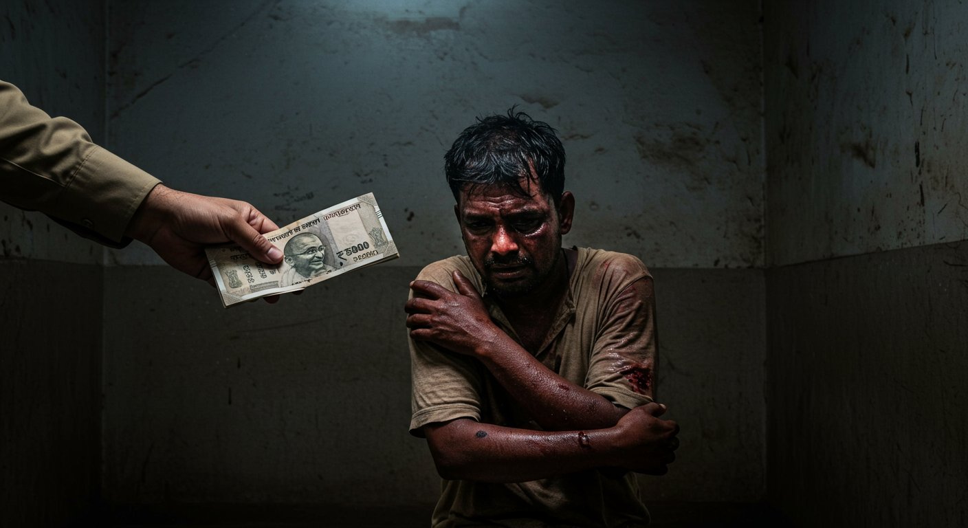 UP: Ruthless Police! Broke a man's bone in illegal custody, then gave ₹5,000 for treatment.