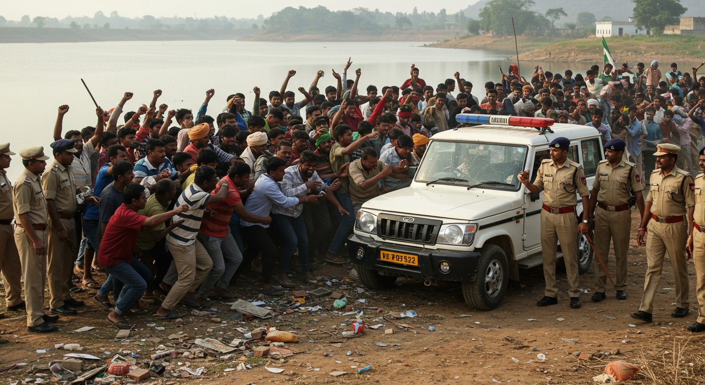 Mirzapur: Young man beaten to death with a hockey stick, angry villagers vandalize in front of police