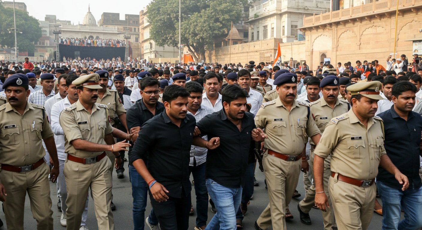 Political Uproar During PM Modi's Varanasi Visit: SP Leaders Detained, Black Shirts Banned