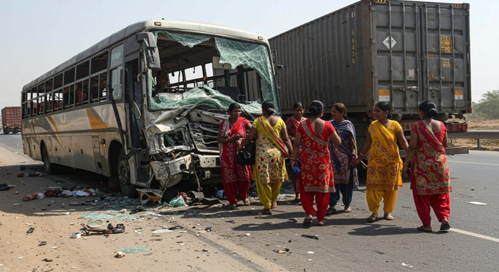 Moradabad: Bus Carrying Sisters for Rakshabandhan Rams Into Container on Delhi-Lucknow Highway; 12 Injured in Horrific Accident
