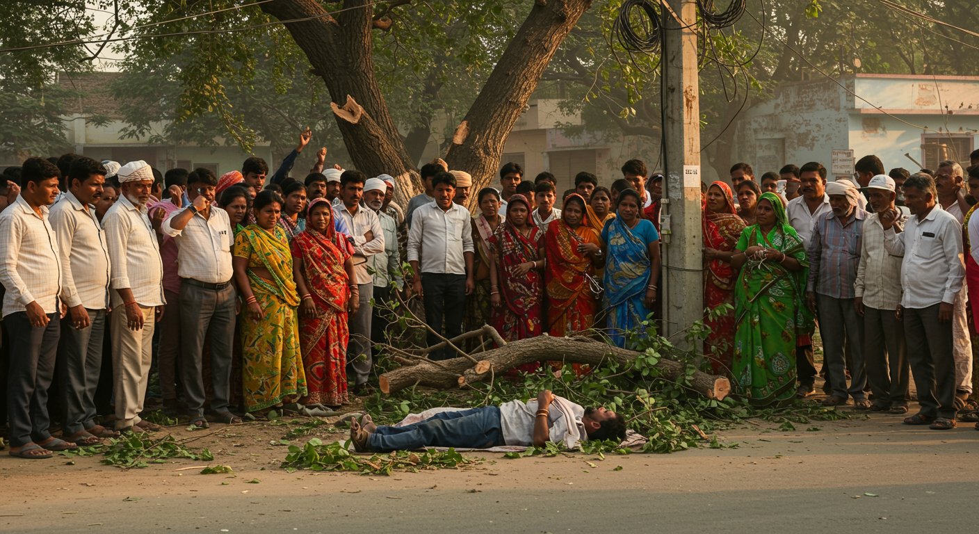 Moradabad: Power Worker Dies Tragically While Cutting Tree Branches, Anger Erupts Against SDO and Officials