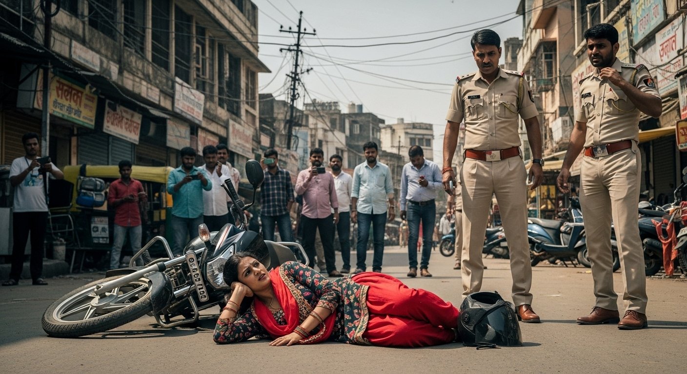 Moradabad: Woman Falls from Bike During Checking, Sub-Inspector and Constable Suspended, Questions Raised Over Police Action