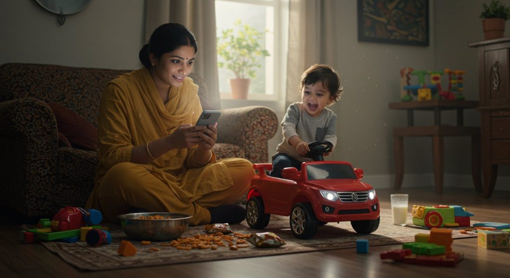 Mother engrossed in phone, child wreaked havoc with a toy car; video will blow your mind.