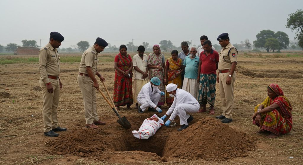 Mother kills newborn over third daughter; Body exhumed on DM's orders for post-mortem.