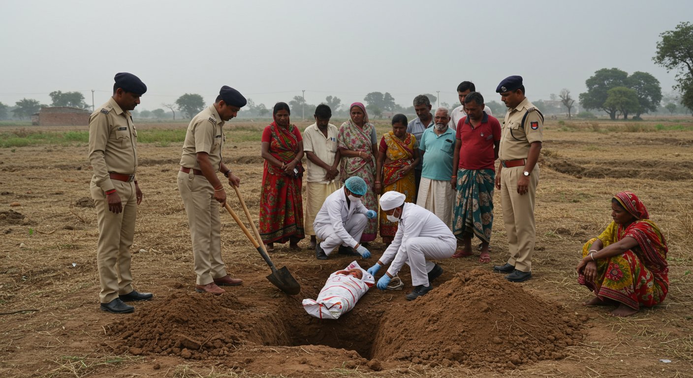 Mother kills newborn over third daughter; Body exhumed on DM's orders for post-mortem.