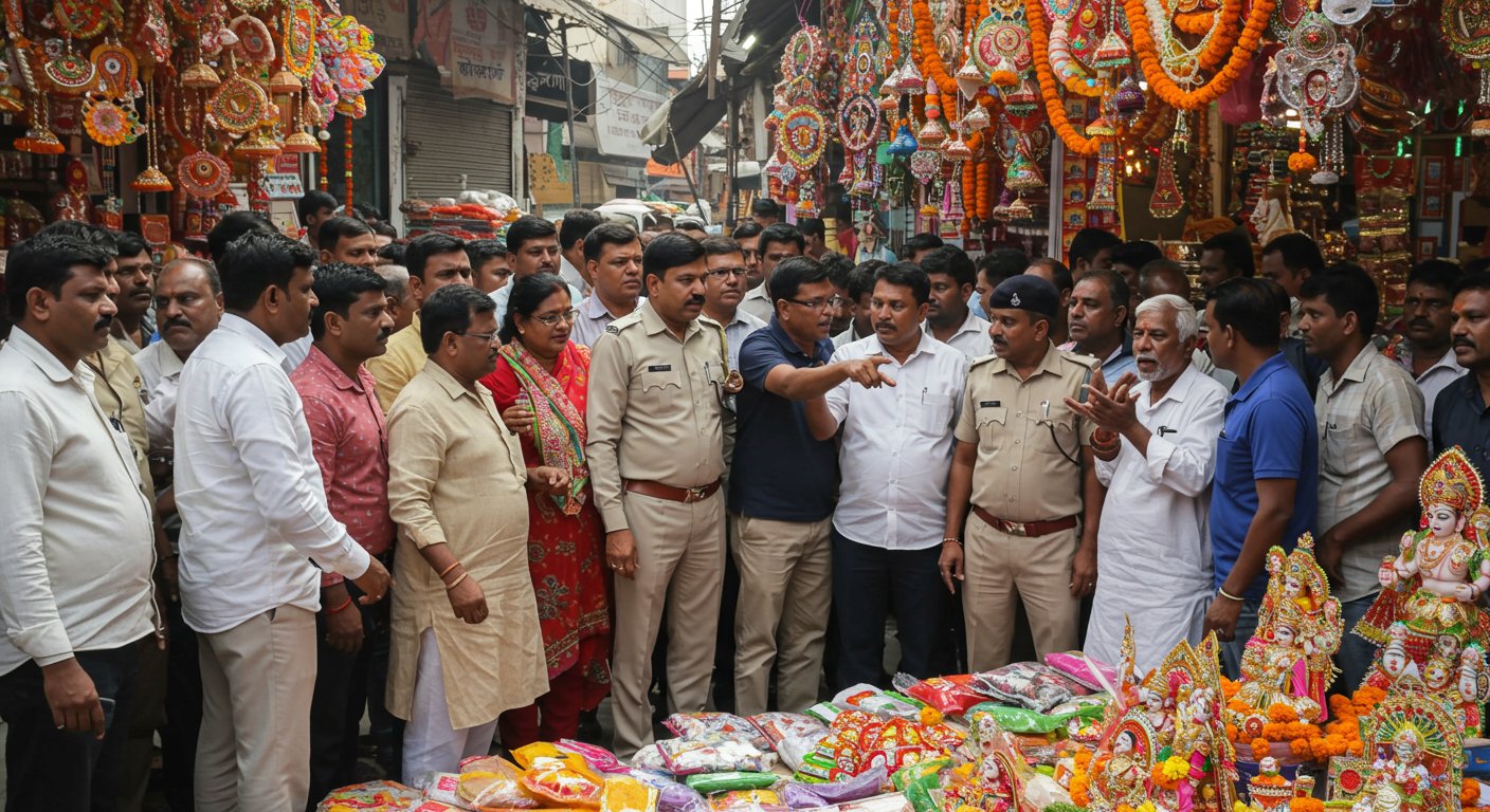 Uproar over Encroachment in Festive Season: Businessmen Enraged by Municipal Corporation's Strictness, Leading to Fierce Arguments