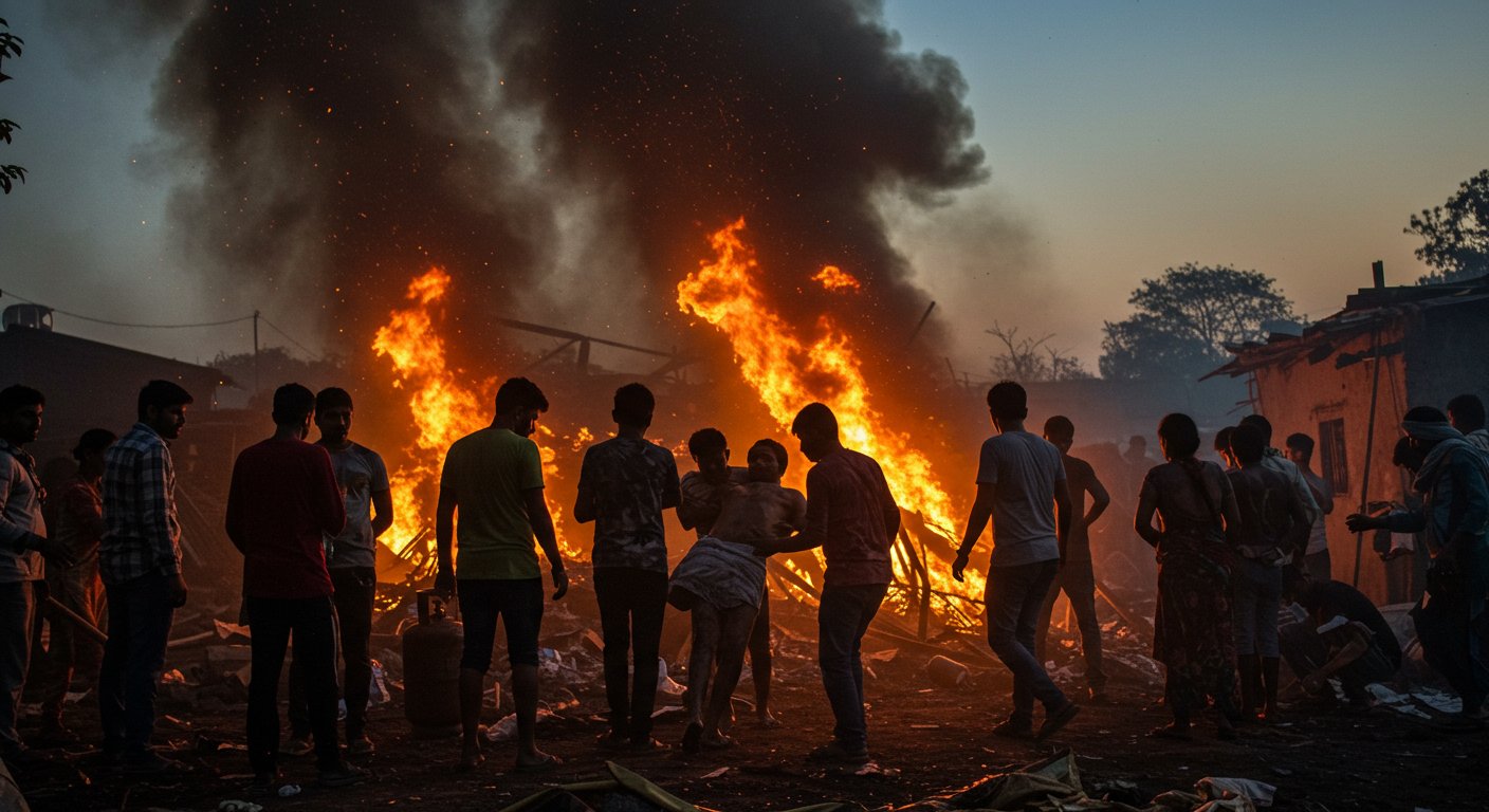 Spirit of humanity blazes in UP! 14 people suffer burns, many critical, while saving a youth; cylinder leak causes havoc.