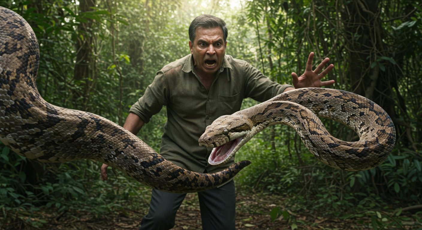 A man tried to control a python, suddenly the snake attacked; watching the video will blow your mind!