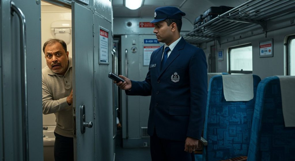 Ticketless Passenger Boards Train, Hides in Toilet Upon Seeing TTE; Watch What Happened Next!