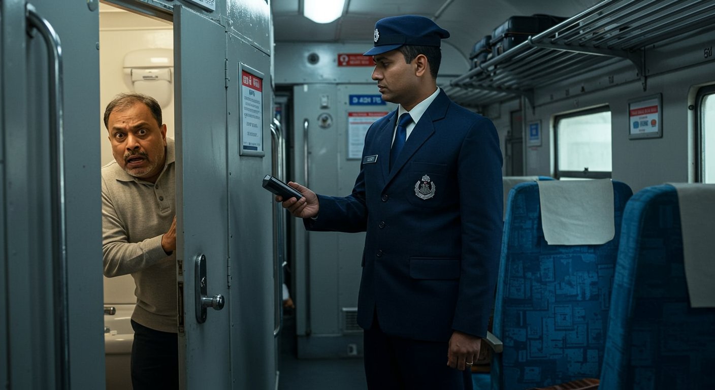Ticketless Passenger Boards Train, Hides in Toilet Upon Seeing TTE; Watch What Happened Next!