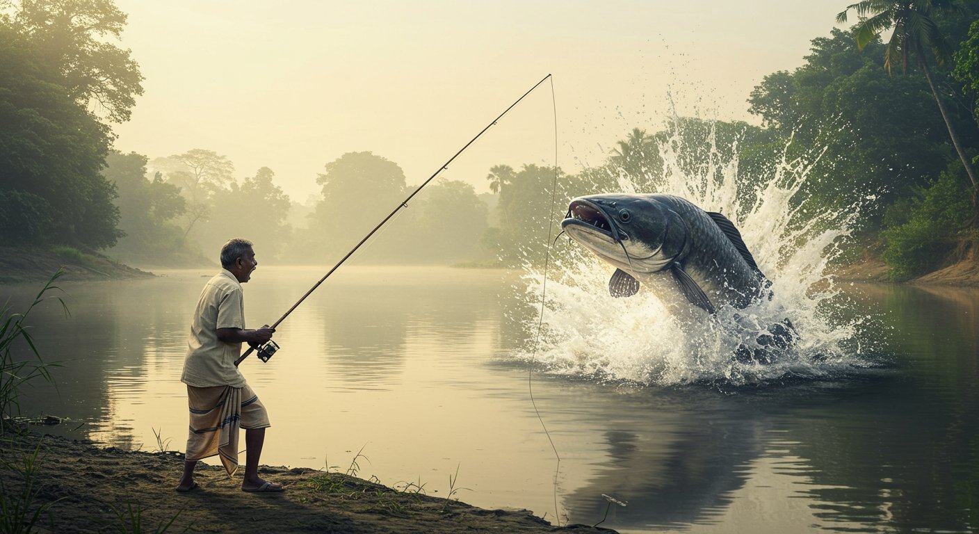 Sudden Commotion in Water, 9-Foot 'Monster' Stuns Fisherman!