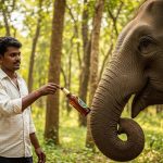 Video of man giving beer to elephant in forest goes viral, sparks massive public outrage and demands for strict action!