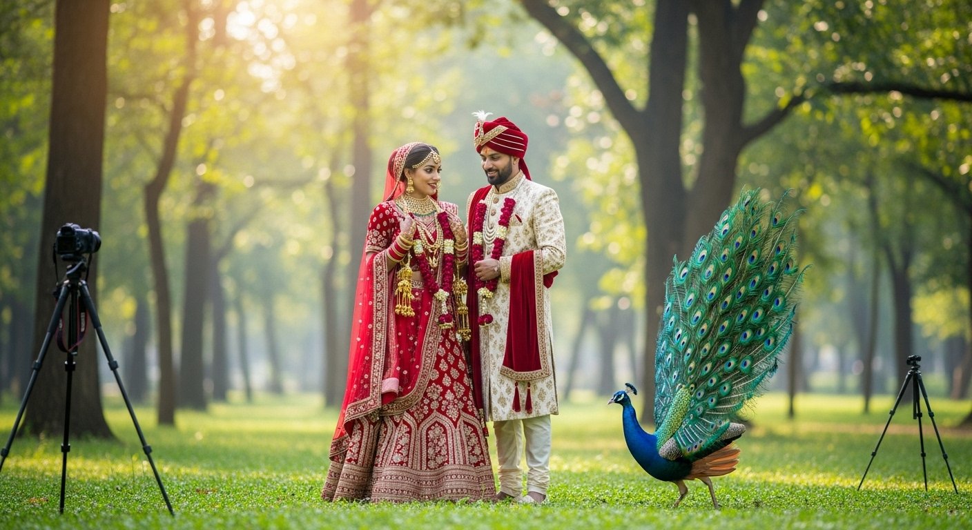 Bizarre Incident During Bride & Groom's Photoshoot; Rare Moment Captured on Camera in Park, Video Goes Viral