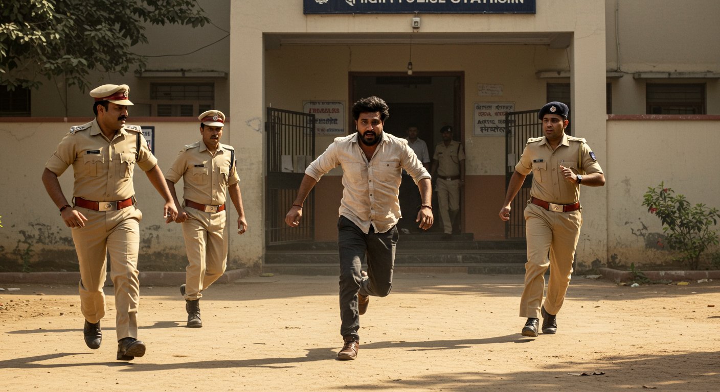 Pilibhit: Kidnapping Accused Escapes Police Station on Pretext of Toilet, Police Chase and Recapture; Video Goes Viral