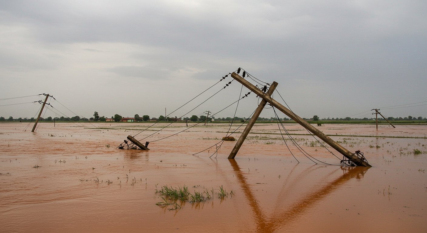 Flood's Havoc in Pilibhit: Fields Inundated, 33 KVA Poles Fell, 100 Villages Without Power!