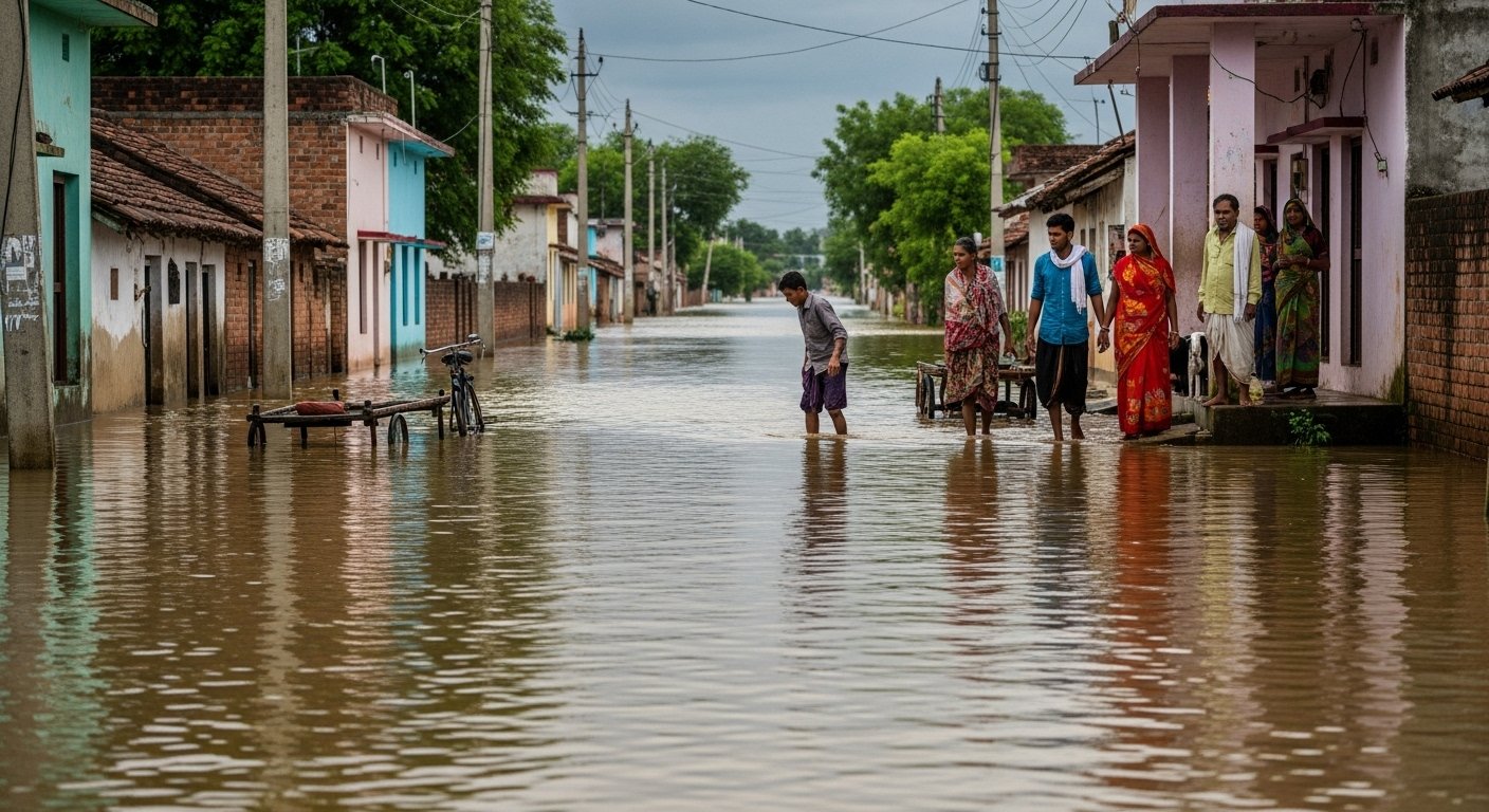 Pilibhit: Sharda's water level rises again, water on roads in Chandia Hazara, High Alert issued!