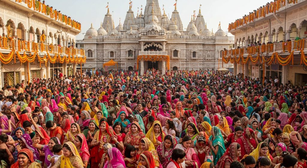 Grand Radhashtami Celebrations in Barsana: Sea of Devotees Throngs Radharani's Birth Anniversary, Devotees Display Amazing Enthusiasm.