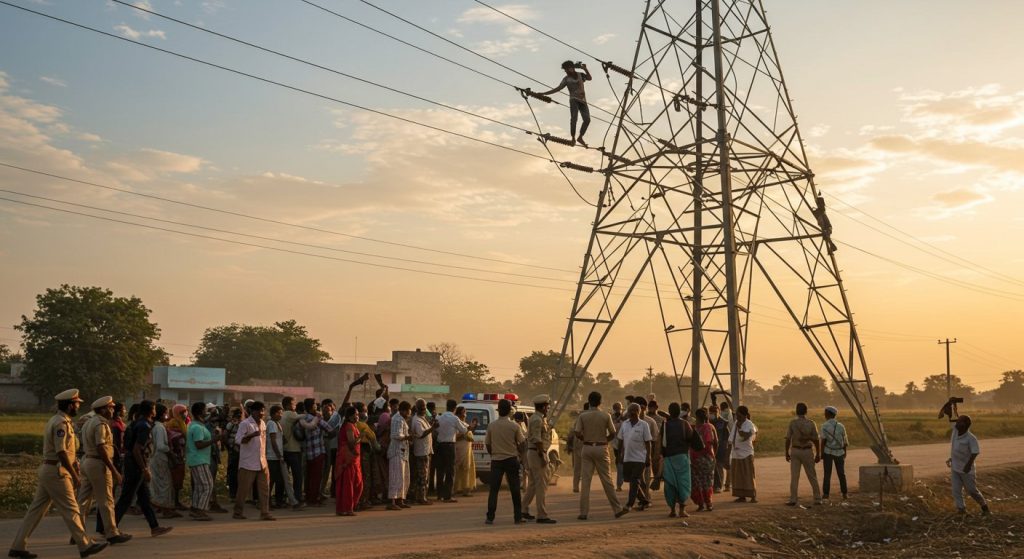 Raebareli: Lover climbs electric pole after girlfriend's wedding fixed elsewhere, high-voltage drama for hours.
