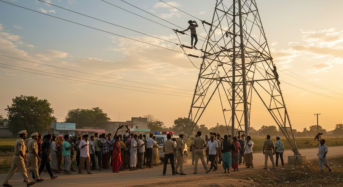 Raebareli: Lover climbs electric pole after girlfriend's wedding fixed elsewhere, high-voltage drama for hours.