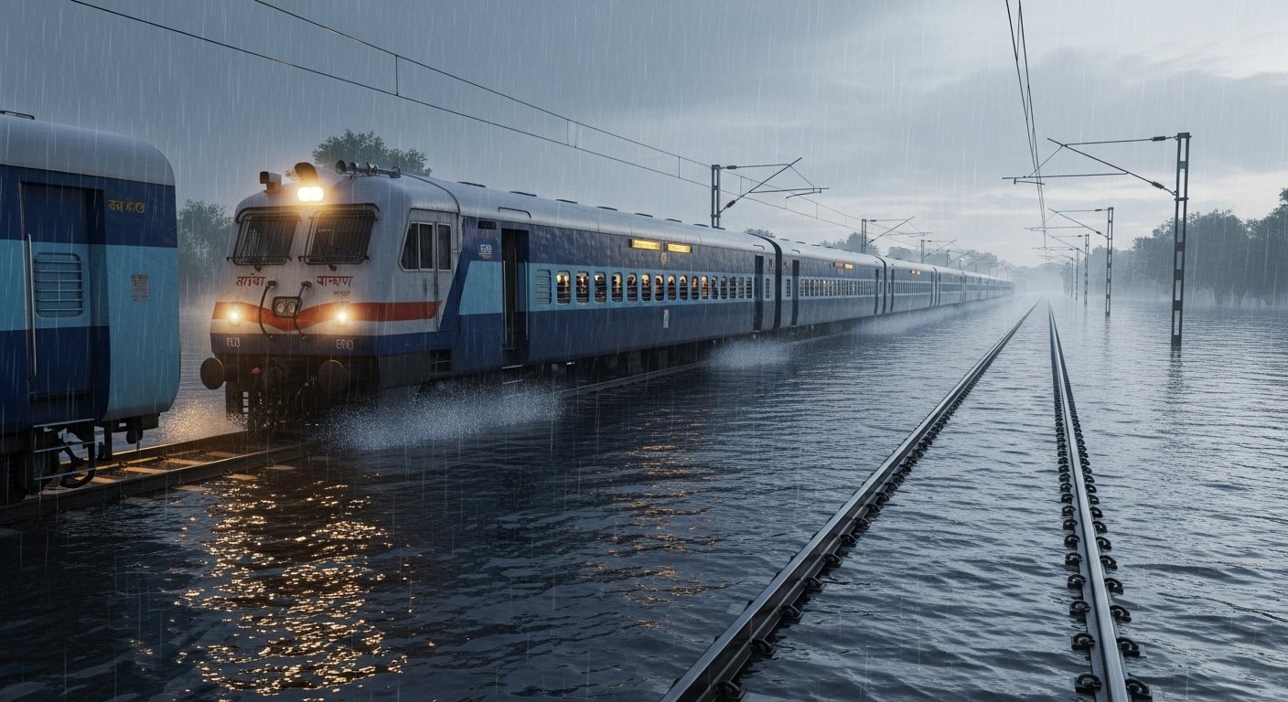 Rain Wreaks Havoc in UP: Trains Halted Due to Waterlogging on Railway Tracks, Rajya Rani Express Arrives 6 Hours Late
