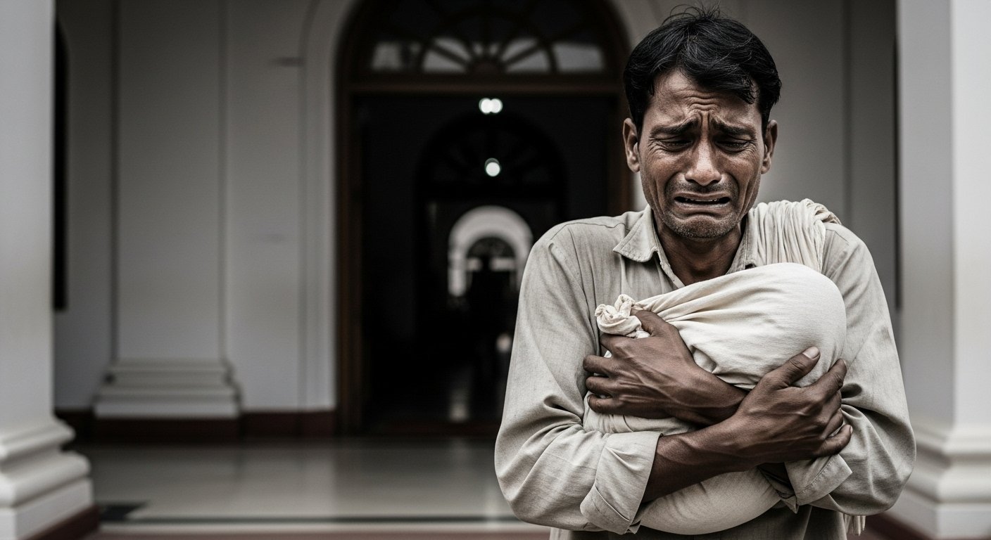 Humanity Shamed in UP: Father Reaches DM's Office Carrying Newborn's Corpse in a Bag to Seek Justice, Video Goes Viral