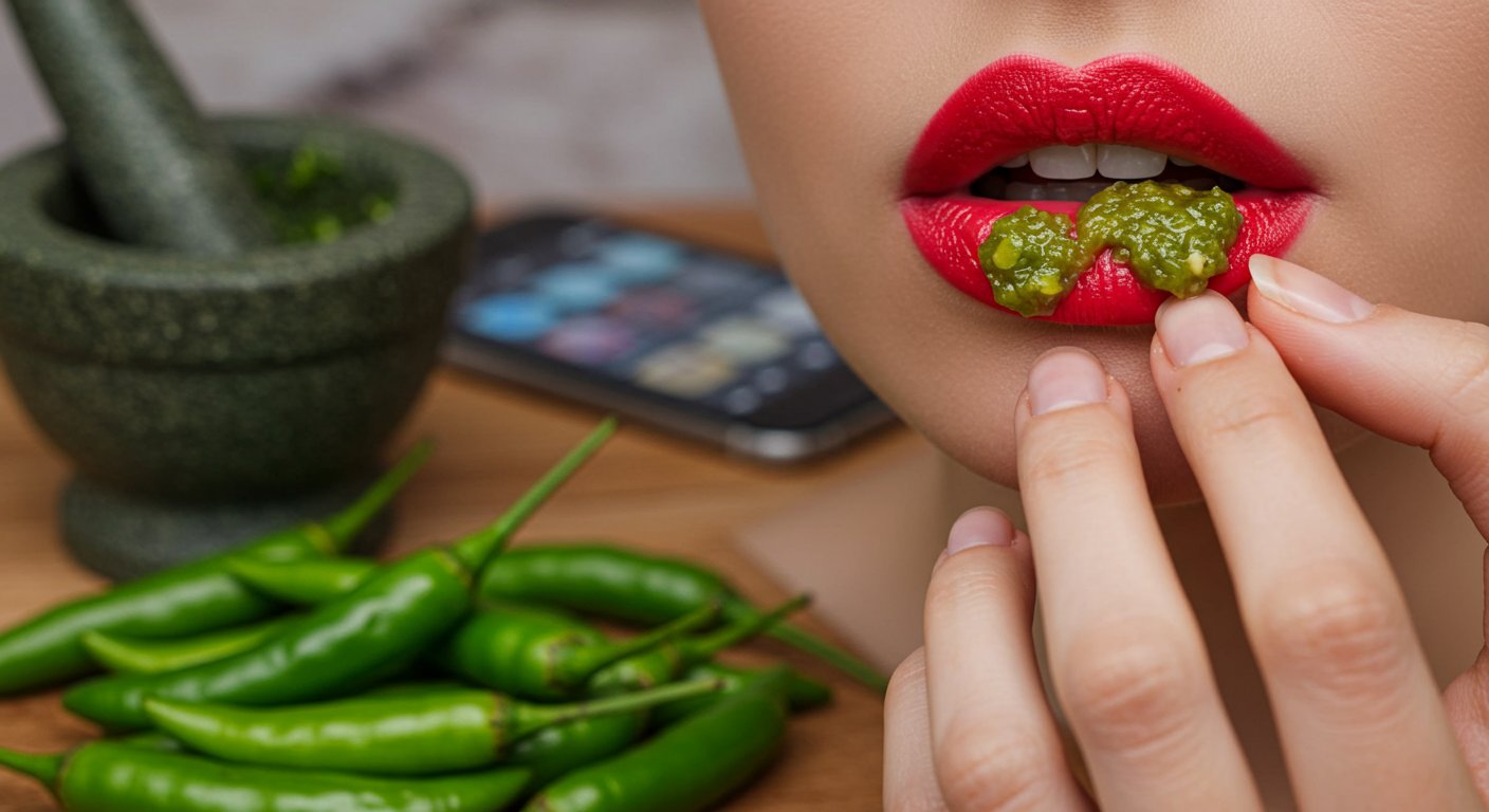 Green Chili Lip-Reddening Trick Goes Viral, A Major Concern for Boys Emerges!