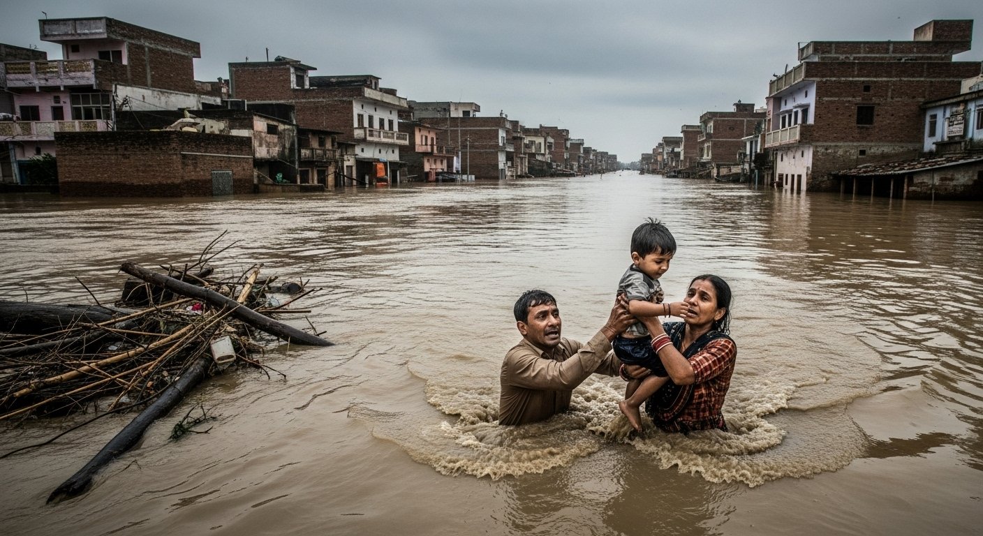 Severe flooding in Uttar Pradesh: 12 districts affected, 1 lakh houses submerged in Varanasi-Prayagraj; parents rescued drowning child, video goes viral.