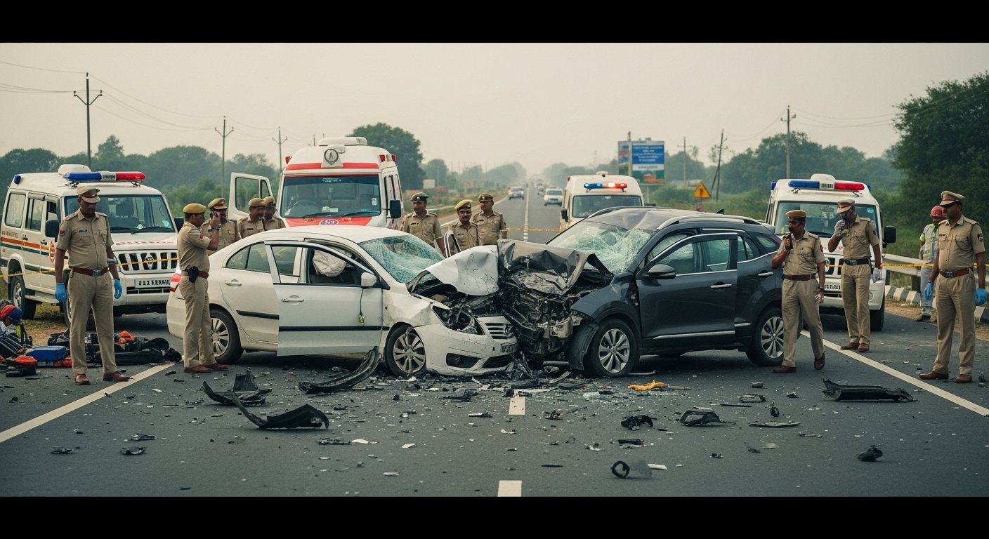 Horrific Road Accident in Varanasi: Constable Killed, 6 Including Police Post In-charge Injured in Head-on Collision of Two Cars