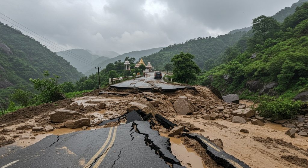 Roads damaged by landslide in Panchkula, Haryana: Connectivity lost; Elderly person missing in Maa Vaishno Devi, 46 trains cancelled, 5 short-terminated
