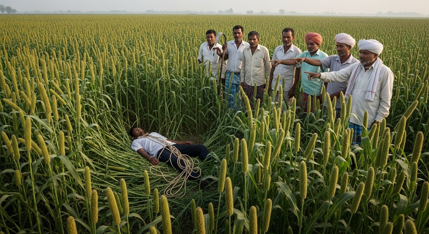 Horrifying Incident in UP: Young Man's Rope-Bound Body Found in Millet Field, Farmers Witness Terrifying Scene
