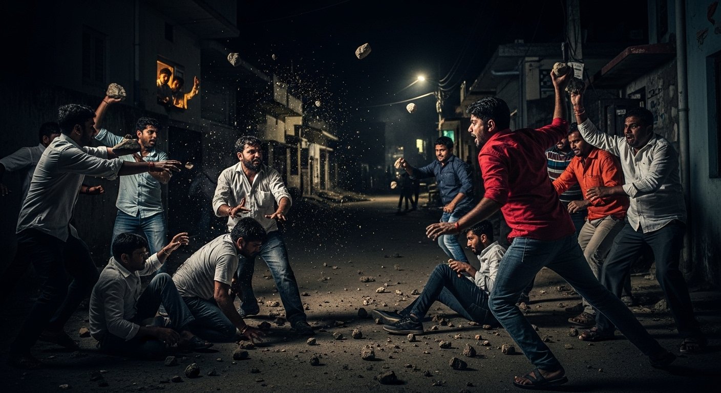 Uproar in Etah over Buffalo Theft Suspicion: Fierce Stone-Pelting Between Two Groups at Midnight, Viral Video of Panic