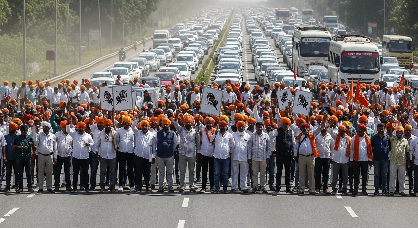 Massive uproar in UP after Maharana Pratap's nameplate removal; Kshatriya community stages huge blockade on Delhi Highway.