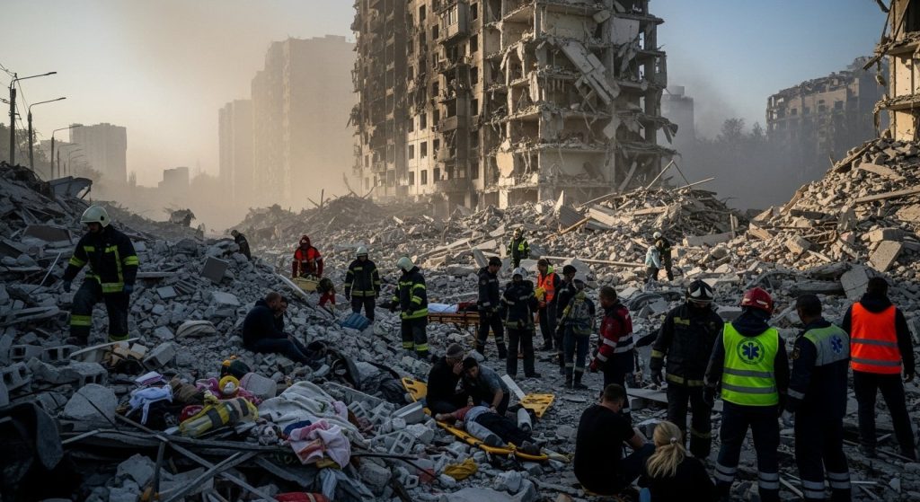 Massive Russian Missile Attack on Kyiv: 12 Civilians Killed, 48 Injured; Devastation in Residential Areas