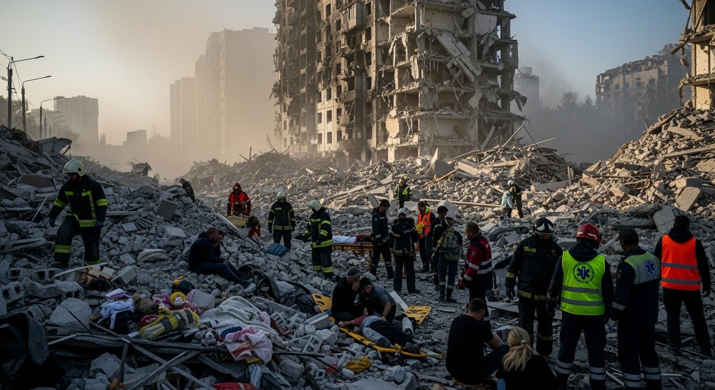 Massive Russian Missile Attack on Kyiv: 12 Civilians Killed, 48 Injured; Devastation in Residential Areas