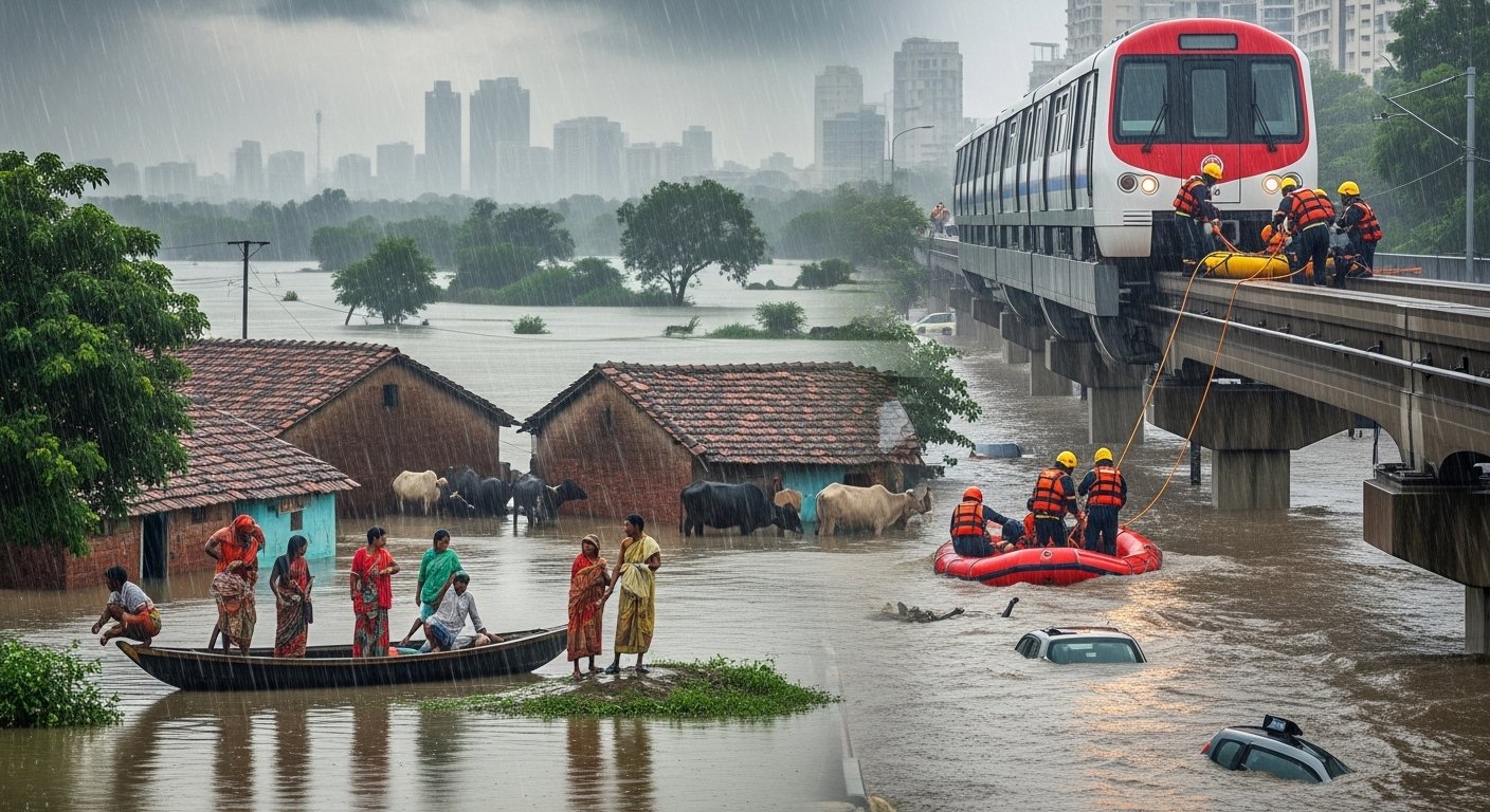 Mumbai: Schools, Colleges, Offices Closed For Third Straight Day; 34 Local Trains Cancelled, Passengers Rescued From Monorail; Over 100 UP Villages Flooded