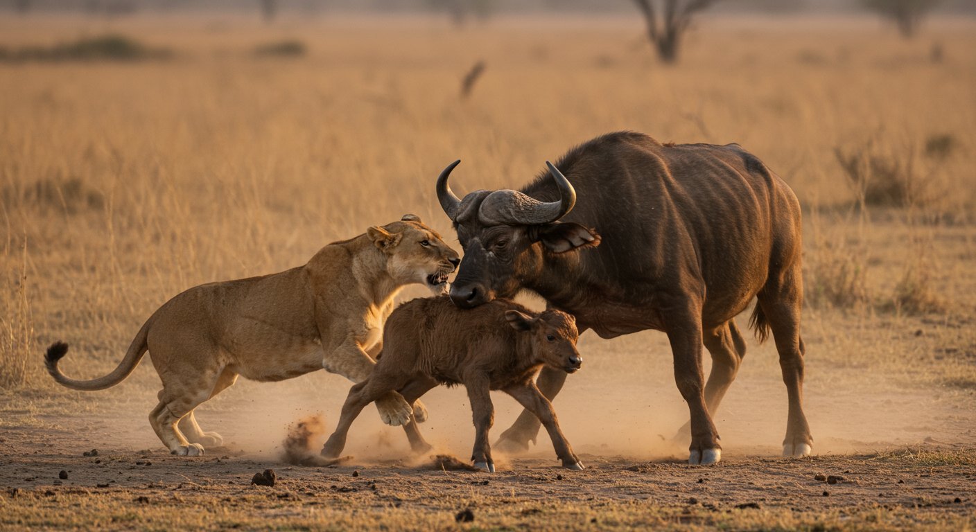 Mother Rescues Calf From Lioness's Jaws; Viral Video Shows Power of Nature